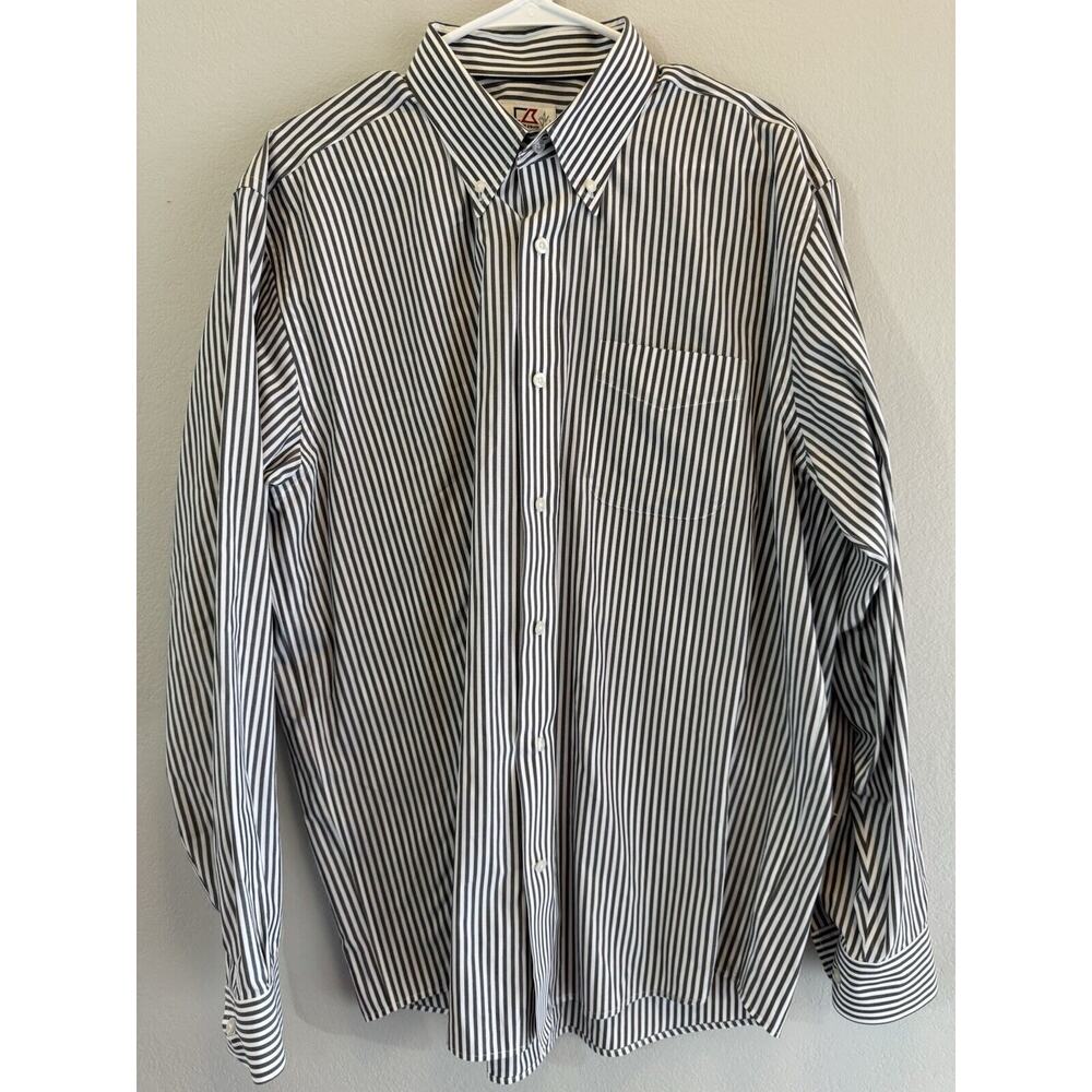 Cutter And Buck Long Sleeve XL Shirt Button Down‎ Men’s Vertical Stripes EUC